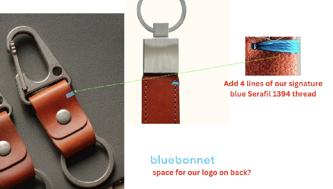 20 bluebonnet Titanium Hardware Leather Keychains