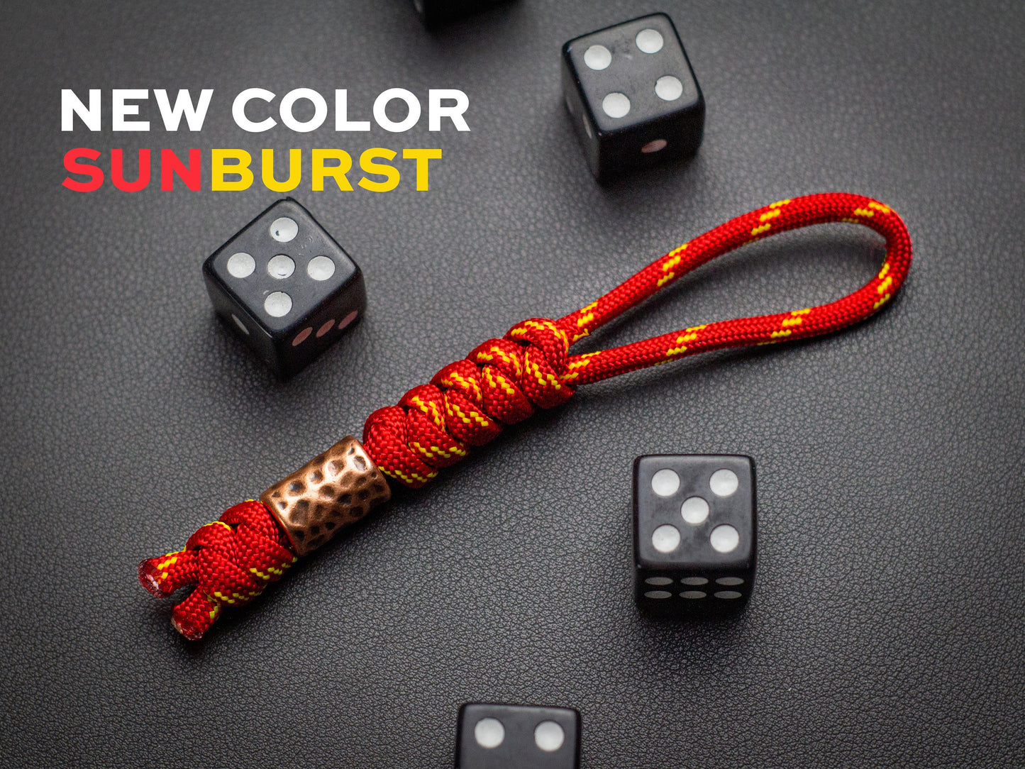 Hammered Copper Bead Knife Lanyard Paracord EDC