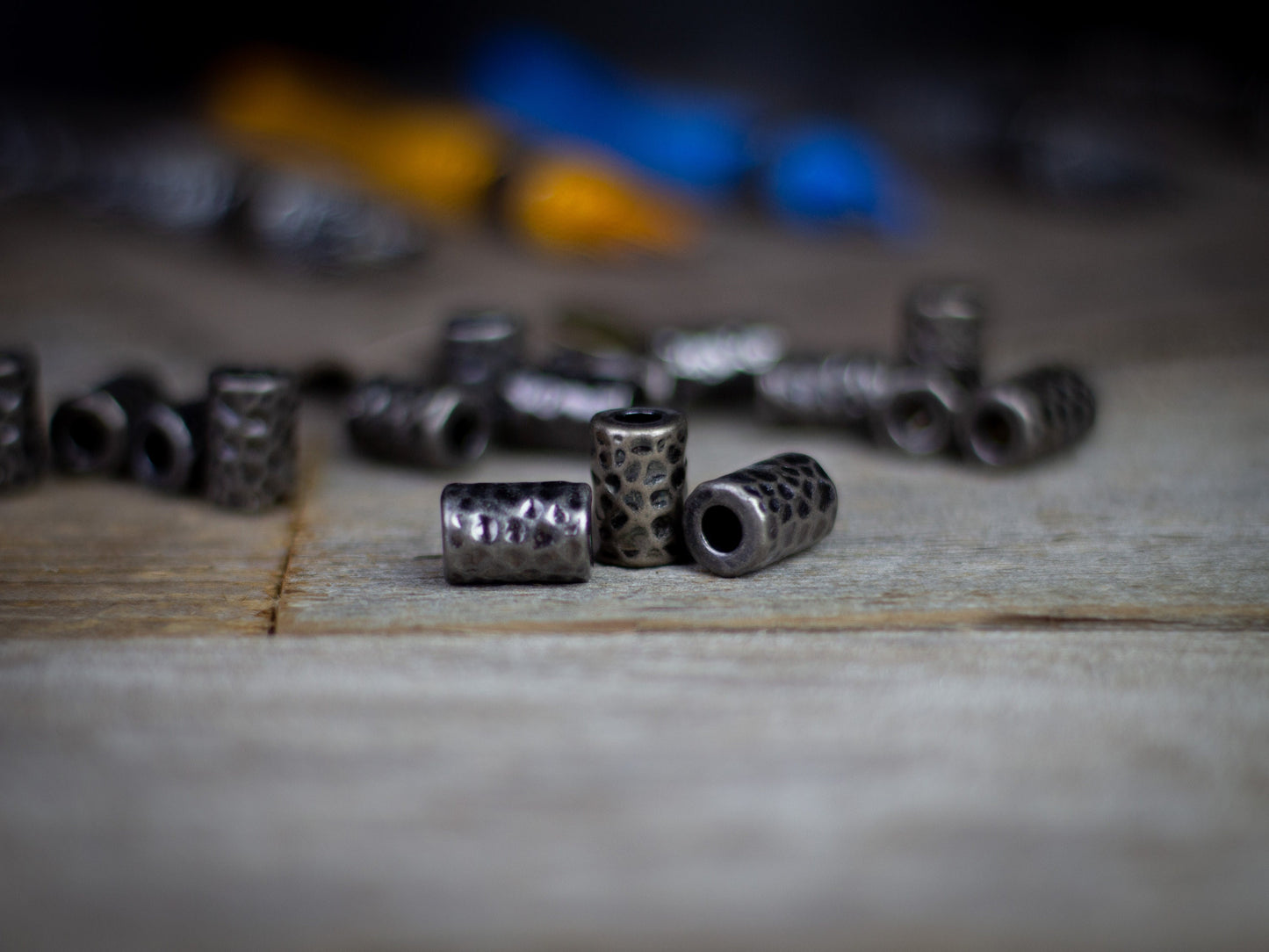 Hammered Gunmetal Bead Knife Lanyard Paracord EDC
