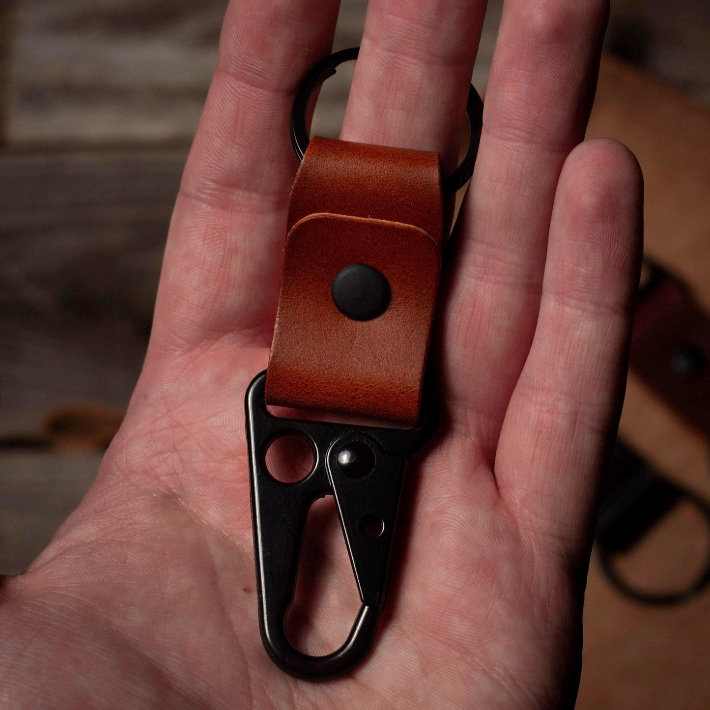 Leather Keychain, Minimalist EDC Leather Keychain Clip, Italian Leather Keychain, Tactical Keychain, HK Hook Leather Keychain