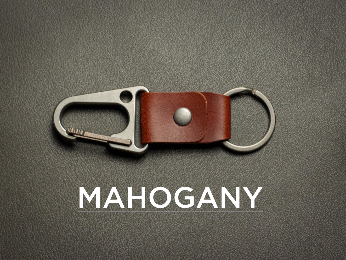 Titanium Carabiner Leather Keychain Minimalist Full Grain Italian Leather Keyfob