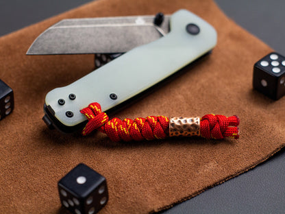 Hammered Copper Bead Knife Lanyard Paracord EDC