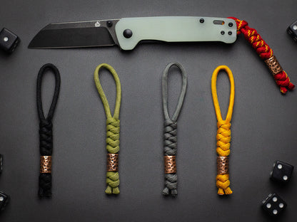 Hammered Copper Bead Knife Lanyard Paracord EDC