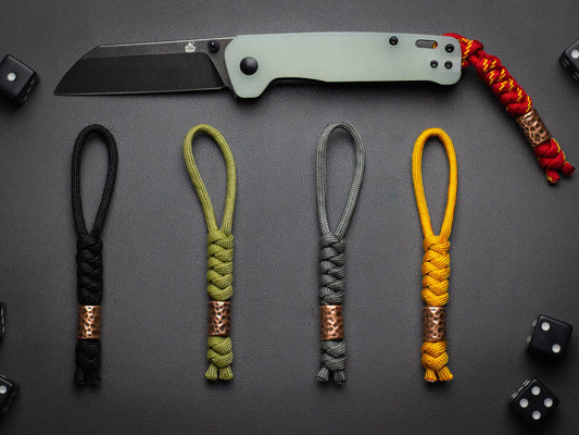 Hammered Copper Bead Knife Lanyard Paracord EDC