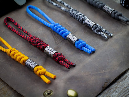 Hammered Gunmetal Bead Knife Lanyard Paracord EDC