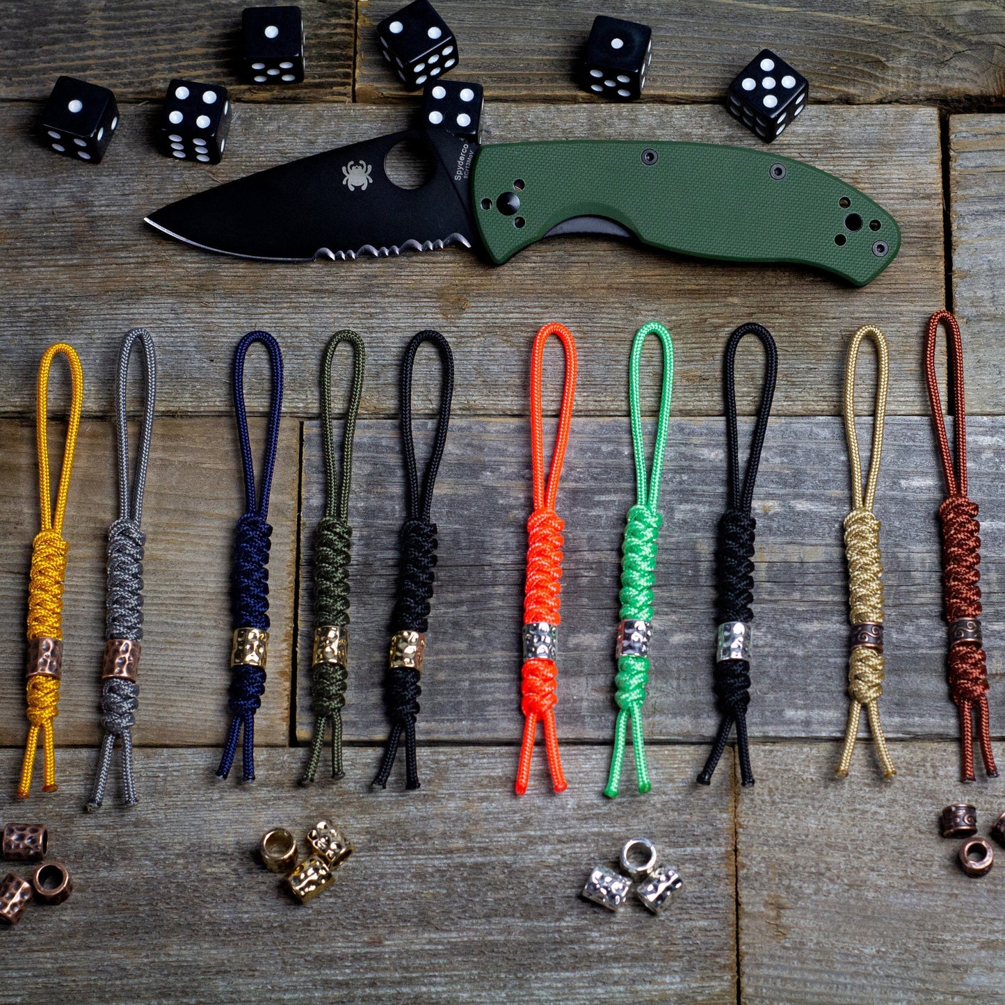 275 Paracord Knife Lanyard With Tibetan Red Copper Bead EDC
