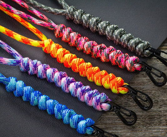 Paracord ID Lanyard With Safety Breakaway Clasp, Key Lanyard With Black Metal Carabiner, ID Name Tag Badge Holder | 50+ Color Options