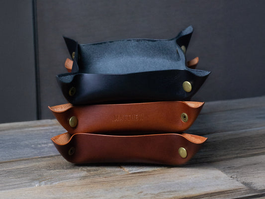 Personalized Leather EDC Valet Tray